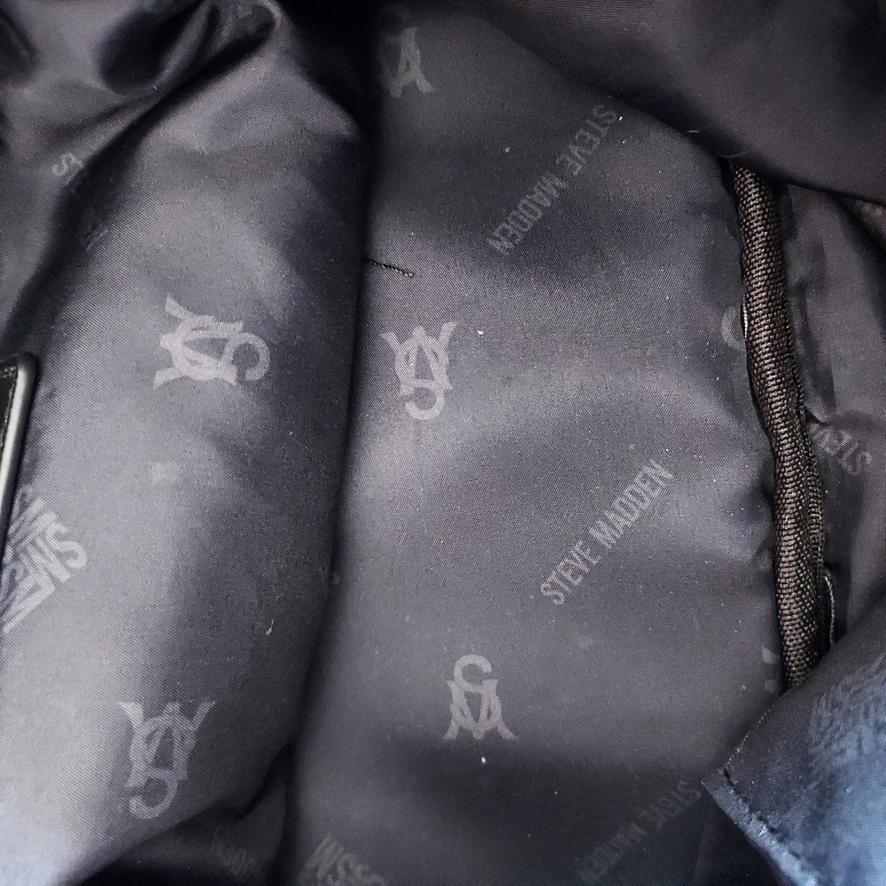 Steve Madden Broo Nylon Backpack Black Silver Hardware Academia Career - Picture 12 of 14